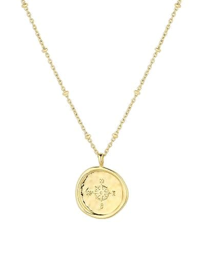 gorjana - Compass Coin Pendant Necklace 3/4 inch - 18k Gold or Silver Plated - Adjustable 17-19 inch Chain - Spring Ring Closure - Long-Lasting - Image 1