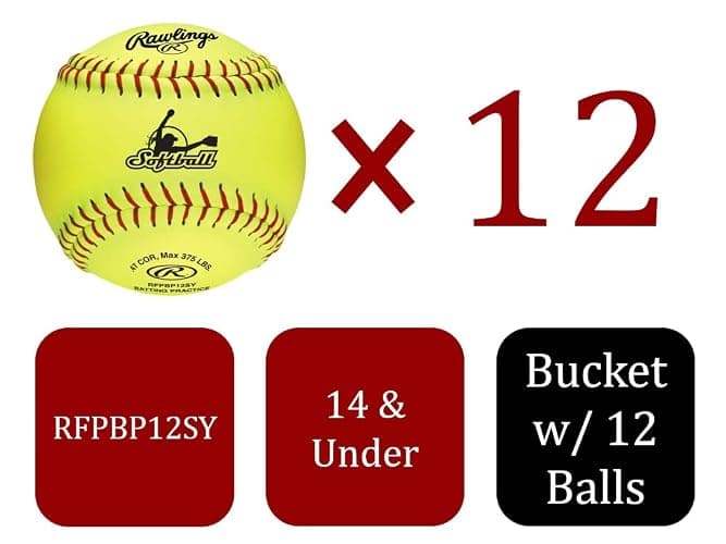 Rawlings | Bucket of 12 Practice Softballs | All Ages | 12" RFPBP12SY | Synthetic Cover thumbnail 2