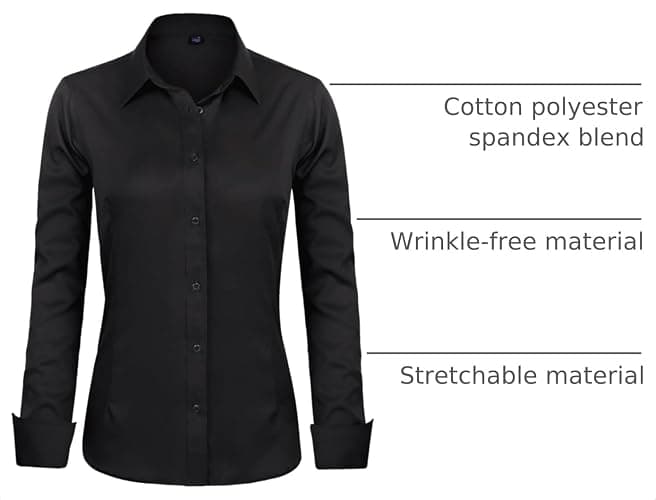 J.VER Womens Dress Shirts Long Sleeve Button Down Shirt Wrinkle-Free Business Casual Blouse Office Work Tops thumbnail 4