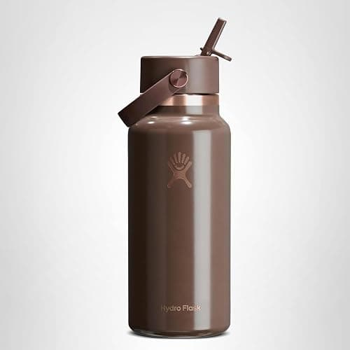 Hydro Flask Water Bottle - Insulated Stainless Steel - Wide Mouth Flex Straw Lid, Non Spill, Leakproof and Refillable in 32 Oz Chocolate Rose Gold thumbnail 9