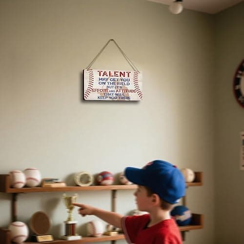 Baseball Room Decor Gifts for Boys 8-12 - Baseball Posters for Boys Bedroom Decorations - Vintage Baseball Sign Sports Decor - Baseball Wall Art Wooden Signs with Motivational Quotes (6x12 Inch) thumbnail 2