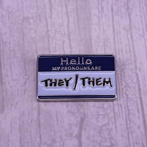 LGBT Pin Her She Frog with Rainbow Flag Pride Non-Binary He him Rainbow Transgender Brooch Pin - they/them thumbnail 3