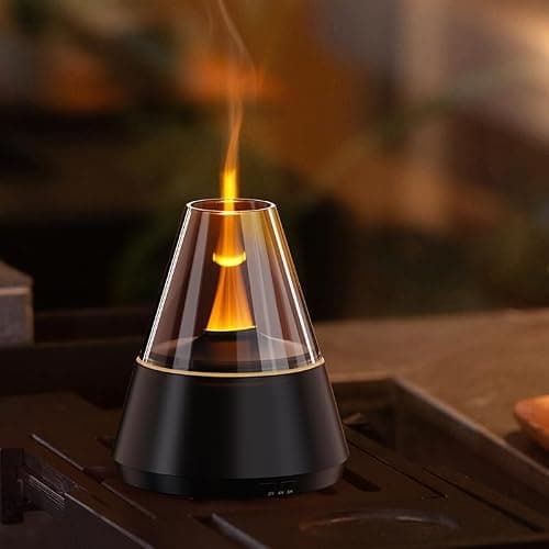 Ultrasonic Aroma Diffuser with Simulated Flame, 150ml, Timer and Auto-Off, LED Ambient Light (Black) thumbnail 6