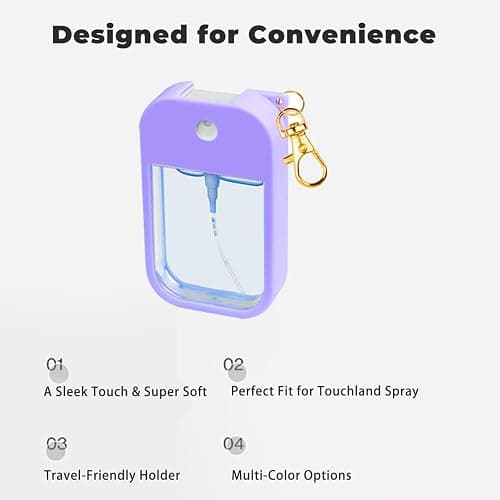 CFtone Silicone Case for Touchland Hand Sanitizer Spray 1 FL OZ., Stylish Protective Cover with Keychain for Touchland Power Mist and Glow Mist Hanging Portable Accessory (TL Silicone case-Pink) thumbnail 4
