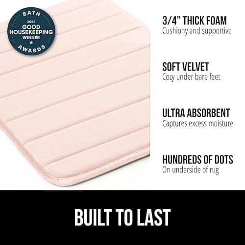 GORILLA GRIP Memory Foam Bath Mat, Soft Absorbent US Designed Bathroom Rug, Gripping Dots Machine Washable Bathmat, Cushioned Floor Mats, Shower Sink Rugs Room Décor Accessories, 24x17 Pink thumbnail 3