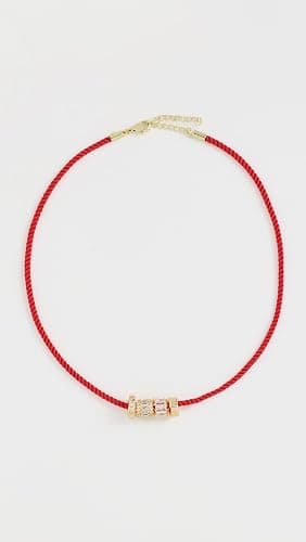 ADINA EDEN Women's Red Cord Rondelle Charm Necklace thumbnail 2