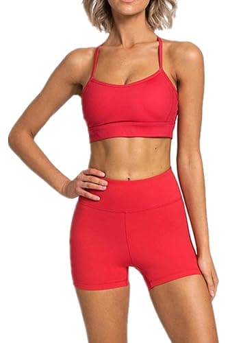 IMEKIS Women's Workout Sets 2 Piece Yoga Outfit High Waisted Biker Shorts Leggings Sports Bra Gym Fitness Clothes Tracksuit thumbnail 3