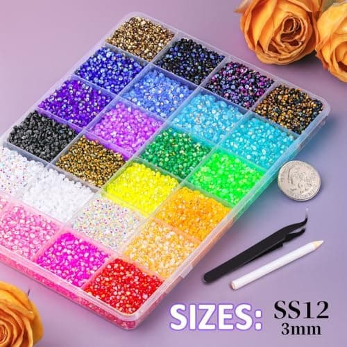 KCZ 30000pcs Resin Jelly Rhinestones – 3mm Mixed-Color Flatback Gems for Bedazzling, Diamond Art, Nail Art, Shoes, Crafts & DIY Projects thumbnail 7