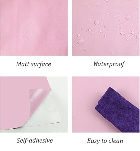 197"x17.7" Pink Wallpaper Solid Color Peel and Stick Wallpaper Pink Contact Paper Self-Adhesive Removable Wall Paper for Wall Covering Cabinet Countertop Vinyl Roll thumbnail 3