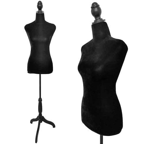 Black Female Dress Form Mannequin Torso Body with Adjustable Tripod Stand Dress Jewelry Display - Image 1