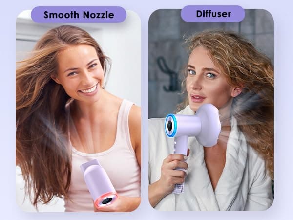 OSOU Diffuser Hair Dryer, High Speed Fast Drying Hair Dryers, Negative Ionic Professional Blow Dryer with 110000 RPM Brushless Motor, Lightweight Low Noise Thermo-Control Hairdryer, Travel with Nozzle thumbnail 4