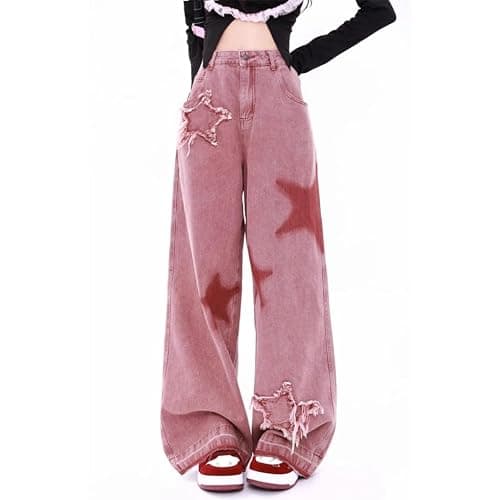 KFVIM Y2k Star Pants Baggy Pants Y2k Baggy Jeans Patchwork Jeans Grunge Aesthetic Clothes - Image 1