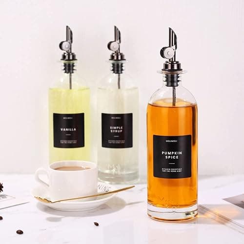 Molimoli Oil and Vinegar Dispenser with Metal Pour Spout, Weighted Pourer, Glass Bottle Dispenser for Kitchen, Olive Oil Cruet, Glass Olive Oil Bottle | 500ml, Set of 2 - 500ml, Set of 2 - Black thumbnail 6