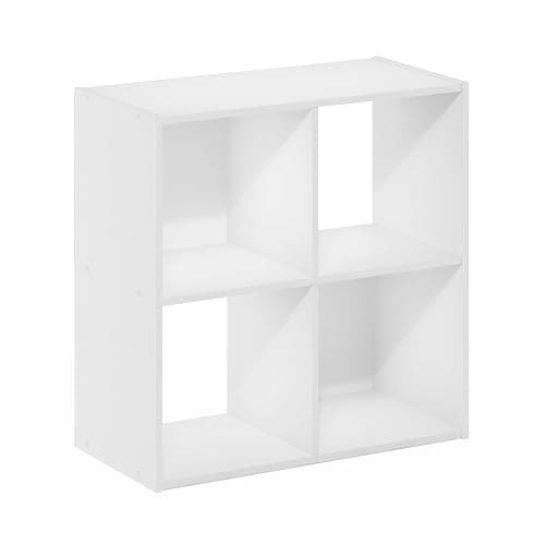 Furinno PELLI Book Shelf, 4-Cube Bookshelf with Open & Closed Back Cubes, 2 x 2 Storage Organizer Cabinet, 11.6 x 24.2 x 24.2, for Living Room, Bedroom, Home Office, White thumbnail 6