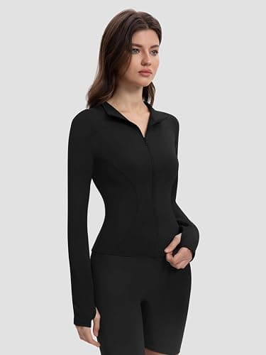 Yaqi Verse Women's Full Zip Up Workout Jacket, Slim Fit Lightweight Yoga Running Athletic Gym Sports Jacket with Thumb Holes thumbnail 2