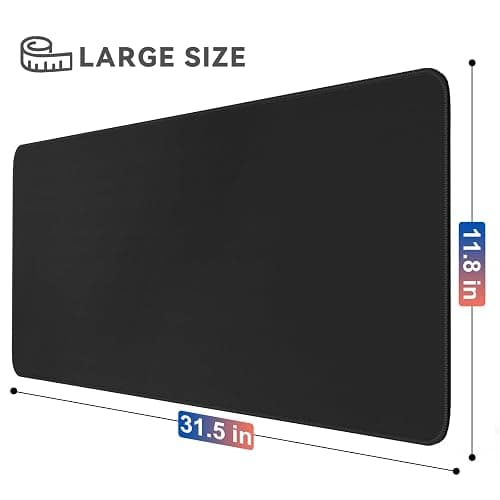 TLZA Gaming Mouse Pad Big Mousepad with Non-Slip Rubber Base, 31.5 x 11.8 in XL Large Computer Mat for Gaming Home Office, Long Keyboard Pad Black Mouse Mat for Computer with Stitched Edges, Black thumbnail 2