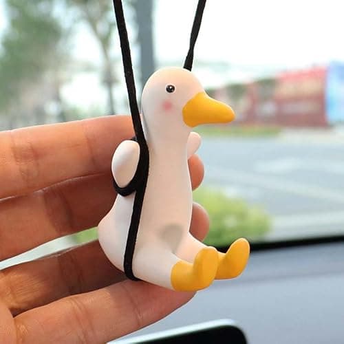 Cute Swinging Duck Car Hanging Ornament,Rear View Mirror Hanging Accessories,Funny Car Interior Decor Gifts for Women Men thumbnail 3
