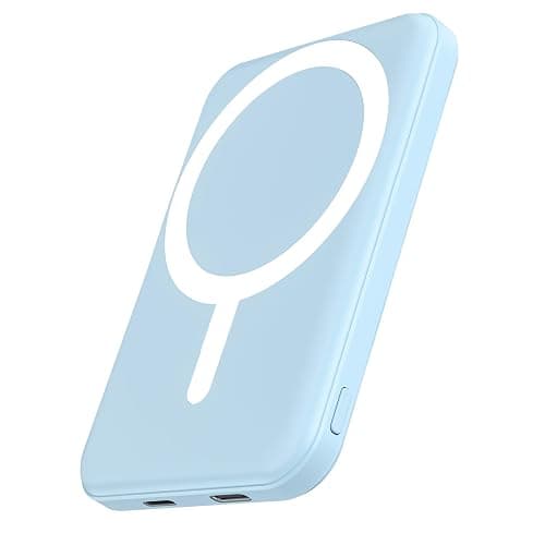 podoru for Magsafe Battery Pack, 5000mAh Magnetic Power Bank with Type-C Cable 20W PD Fast Charging Lighting Input Wireless Portable Charger for iPhone 17/16/15/14/13/12/ All Series-Sierra Blue thumbnail 2