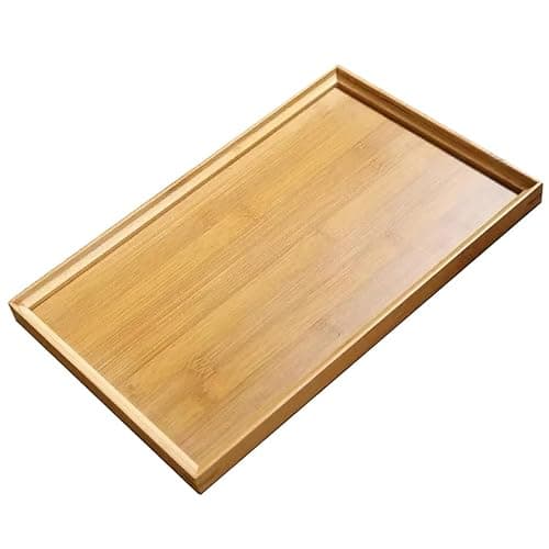 RT&BS Bamboo Tray Rectangle, Bamboo Serving Tray for Food, Drinks, Decor, Vanity in Kitchen, Bathroom, Coffee Table, Bed - Image 1
