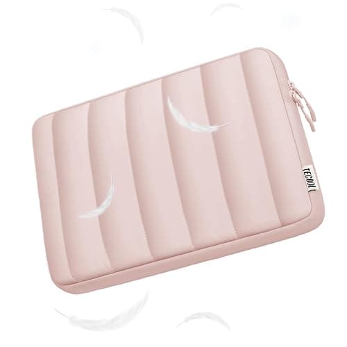 TECOOL Puffy Laptop Case 14 inch, Laptop Sleeve 14 inch for 14" Lenovo Thinkpad Ideapad HP EliteBook Pavilion Dell Chromebook, Protective Waterproof Sleeve 14 inch Computer Bag with Small Case,Pink thumbnail 6