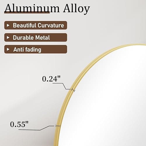 VooBang Arch Mirror Full Length, 26" x 71" Floor Mirror with Stand, Aluminum Alloy Frame Full Body Mirror, Standing Hanging or Leaning Against Wall for Bedroom and Living Room, Gold thumbnail 3