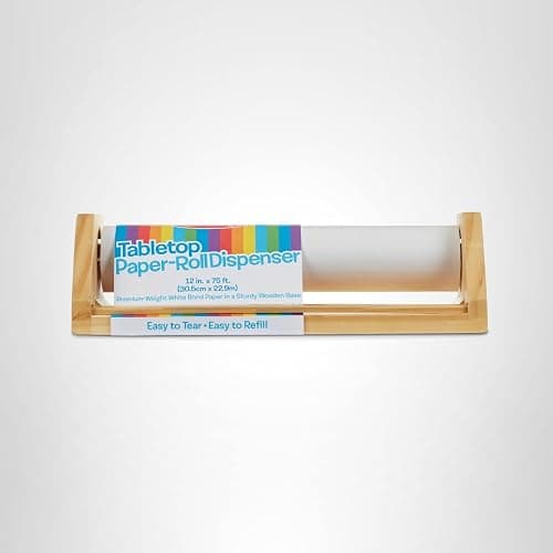 Melissa & Doug Wooden Tabletop Paper Roll Dispenser with 12” x 75-Foot White Bond Paper & Roller, Art Supplies for Drawing, Painting, Crafting & Origami, Arts & Crafts Supplies for Kids Ages 3+ thumbnail 10