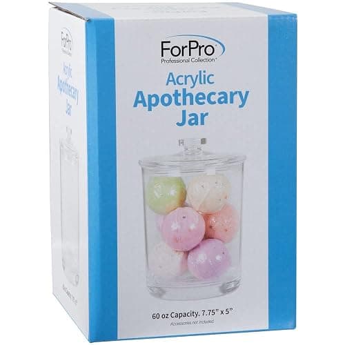ForPro Professional Collection Acrylic Apothecary Jar with Lid, 60 Oz Storage Container for Bathroom, Kitchen and Office, 7.75" x 5" thumbnail 3