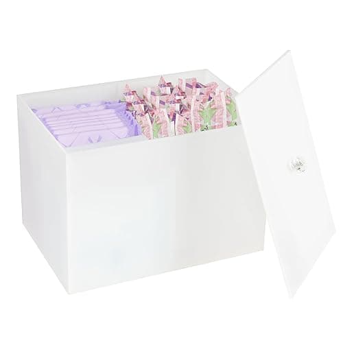 Wuudy Tampon Holder for Bathroom, Shark Week Tampon Storage, Acrylic bathroom organizer with Lid, Feminine Pads Organizer Box with Removable Divider, White - White Tampon Holder - Image 1