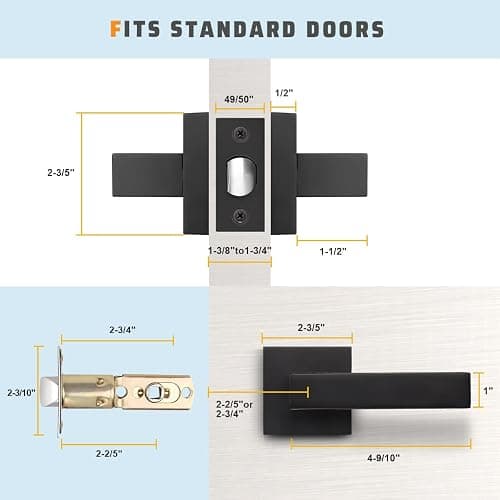 KNOBWELL 2 Pack Premium Matte Black Closet Door Handles Passage Function Heavy Duty Lever Door Handle, Door Handles for Left or Right Handing, Interior Door Handle thumbnail 2