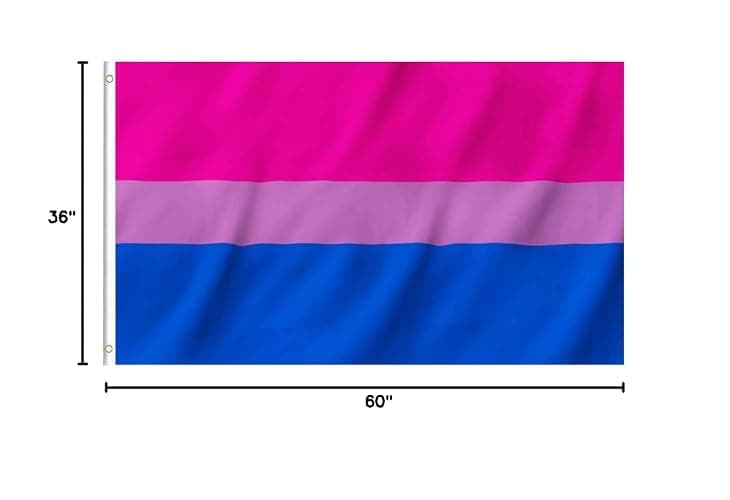 EKEV 3x5 Foot Bisexual Pride Flag - LGBT Bi Gay Flags with Brass Grommets & Canvas Header & Double Stitched & Vivid Bright Colors thumbnail 3