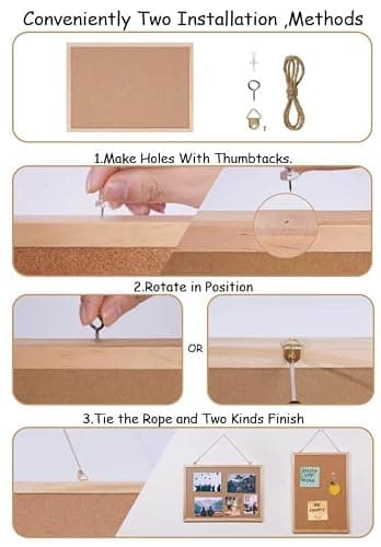 DAHAPYBOO Cork Board Bulletin Board 2 Pack,17"X12" Cork Board for Office with Pin Oak Wood Boards,Hanging Corkboards for Office Home School Message Board or Vision Board Decoration thumbnail 2