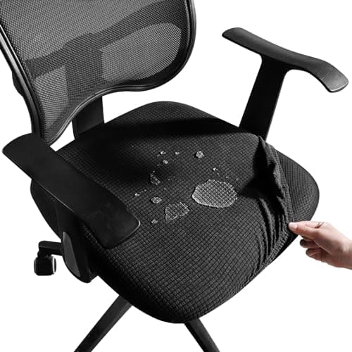 FORCHEER Office Desk Chair Seat Covers Stretch Water Resistant Jacquard Computer Chair Seat Cushion Slipcovers-Black - Image 1
