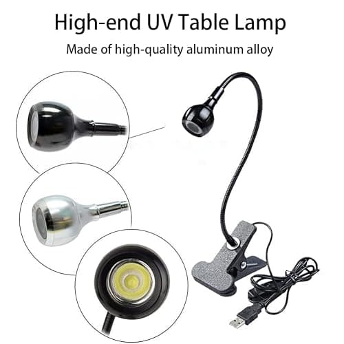 Brokimis Mini UV Light for Gel Nails LED Curing Lamp with Flexible Gooseneck & Clamp 3W Portable Small Manicure Nail Dryer for Resin Curing Nail Art, Black thumbnail 2