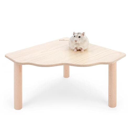 Niteangel Hamster Play Wooden Platform for Dwarf Syrian Hamsters Gerbils Mice Degus or Other Small Pets (Triangle - 5.9'' Height, Burlywood) - Image 1