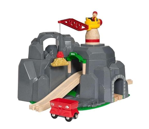 BRIO World - 33889 Crane & Mountain Tunnel | 7 Piece Toy Train Accessory for Kids | Interactive Play | FSC Certified Wood | Perfect for Ages 3 and Up thumbnail 3