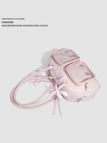 KeAiDMon Japanese Lolita Cute Girl Handbag JK Uniform Shoulder Bag PU Anime Ribbon Bowknot Transparent Doll Bag thumbnail 5