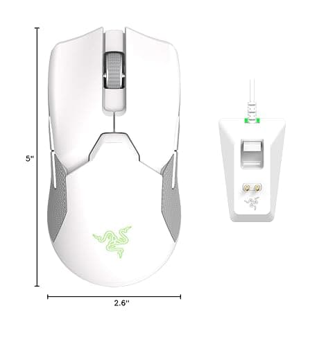 Razer Viper Ultimate Lightweight Wireless Gaming Mouse & RGB Charging Dock: Hyperspeed Wireless Technology - 20K DPI Optical Sensor - 74g Lightweight - 70 Hr Battery - Mercury White thumbnail 7