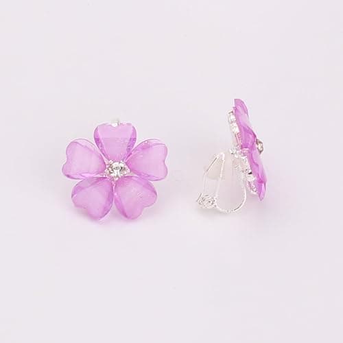 GRACE JUN Silver Plated or Gold Plated Opal Flower Shape Clip on Earrings Non Piercing for Women thumbnail 4