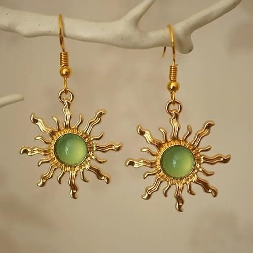 DATOA Boho Sun Necklace Earrings Set Healing Nature Stone Crystal Necklace Gothic Jewelry Gift for Women Prom Party Outfit Accessories thumbnail 3