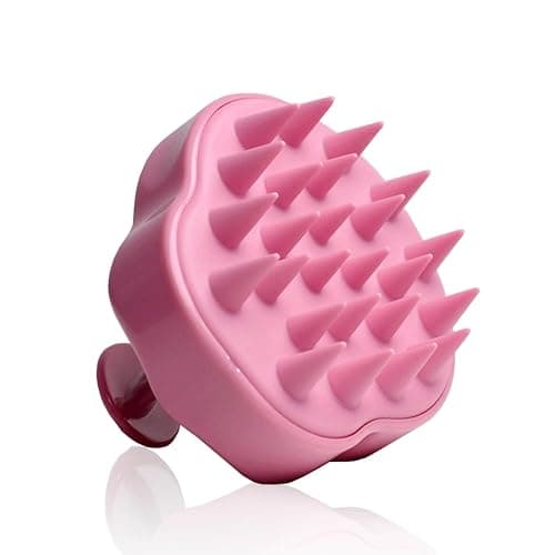 Rizos Curls Scalp Massage Brush, Remove Buildup, Stimulate Scalp Supporting Hair Health & Growth, Remove Dandruff Soothing Scalp, Comfortable Hold, Pink - Image 1