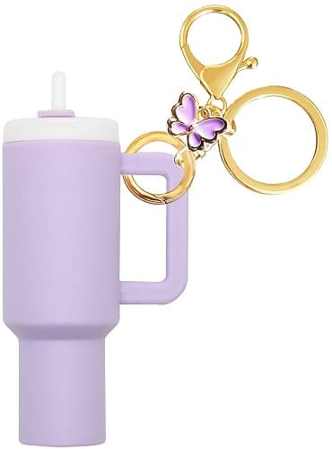 ANDERSE Mini Cup Keychain, Stanley Cup Accessories, School Bag Key Ring Handbag Backpack Charm Lip Balm Keychain for Women - Image 1