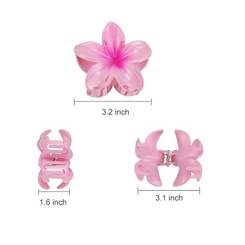 Aacehlh 6 Pcs Flower Hair Claw Clips, 3.1 inch Hawaiian Plumeria Hair Clips, Summer Beach Essentials Hair Accessories for Women (Plumeria) - Plumeria thumbnail 2