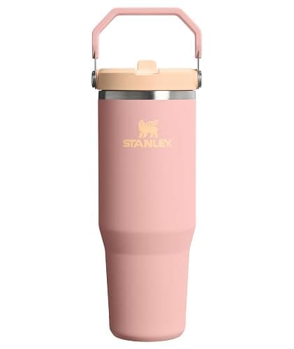 STANLEY IceFlow 2.0 Flip Straw Tumbler with Handle 30 oz | Twist On Lid and Flip Up Straw | Leak Resistant Water Bottle | Insulated Stainless Steel | BPA-Free | Peach Rose - Image 1