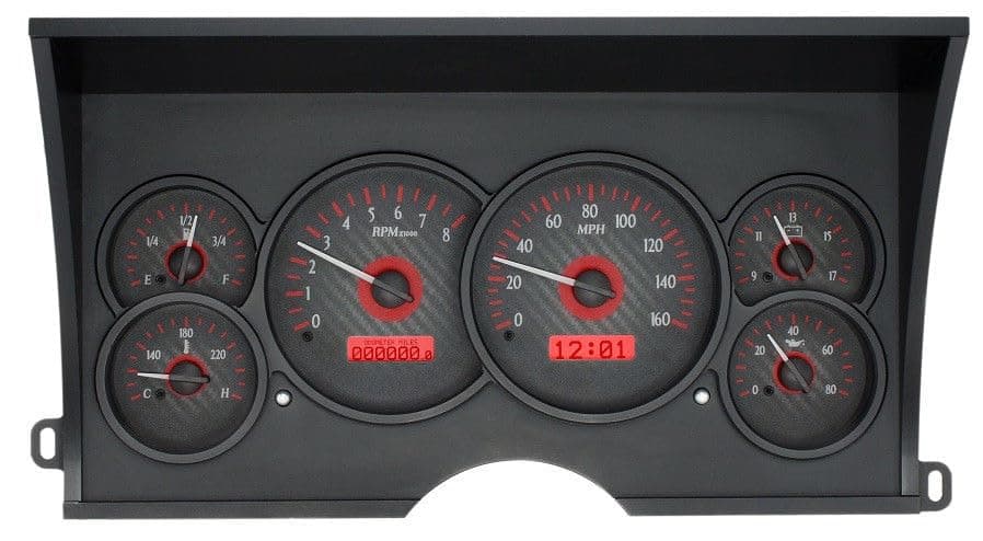 Dakota Digital 88 - 94 Chevy / GMC Pickup Truck Analog Dash Gauges Carbon Fiber Red VHX-88C-PU-C-R - Image 1