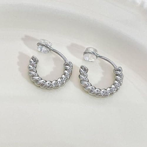 XIANQI 24K Gold Clip On Hoop Earrings Gold Plated Non Pierced Hoop Chunky Clip on Hoop Earrings for Women thumbnail 2