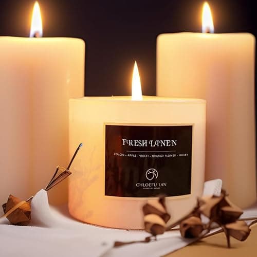 Chloefu LAN Fresh Linen Candles Laundry Candles Non-Toxic Air Freshening Scented Candle Decorative Pet Odor Eliminator for Home Luxury Scented Soy Jar Candle for Bathroom Decor 7.1 oz 2 Pack thumbnail 3