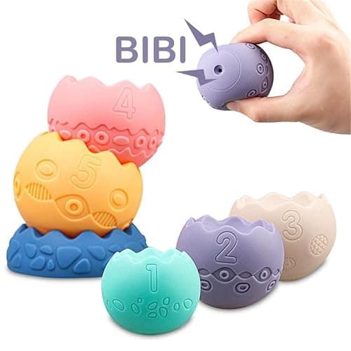 Baby Sensory Balls Teething Toys 6 9 12 18 Months Soft Building Blocks Toddlers Montessori Fine Motor Skills Stacking Ring Infant Boys Girls Easter Basket Stuffers Gifts One 1 2 3 Year Old thumbnail 4