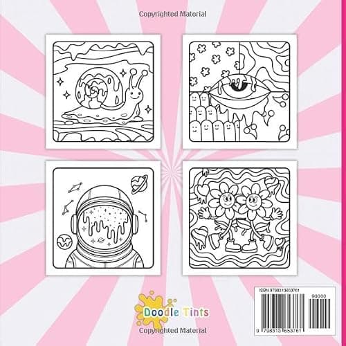 Trippy Groovy Coloring Book for Adults: Psychedelic Art, Mushroom, Alien & Van Designs | 40 Unique Pages for Stress Relief & Creativity thumbnail 2