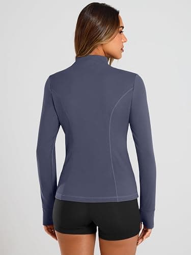 Women's Zip Up Lightweight Jackets Workout Hoodies Gym Clothes | Slim Fitted, 2 Pockets, Thumb Hole, Comfy Stretchy, Athletic Activewear, Fall Outfits, Scrub Jackets thumbnail 5