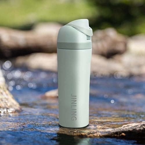 24oz Insulated Stainless Steel Water Bottle with Straw for Sports and Travel, BPA-Free Sports Water Bottle (Light Pink) thumbnail 2